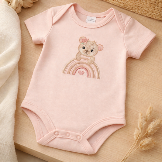 Kurzarmbody Bär rosa