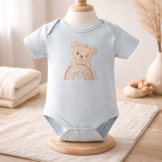 Kurzarmbody Bär blau